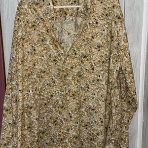 Alan Flusser Men’s Paisley Button Down Shirt - Cream and Brown